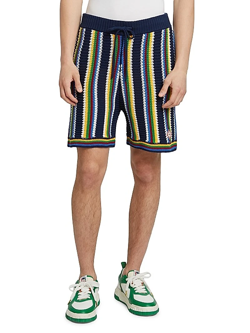 Striped Crochet Shorts