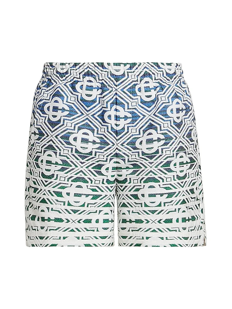 Monogrammed Cotton-Blend Shorts