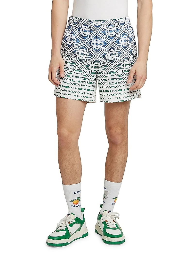 Monogrammed Cotton-Blend Shorts