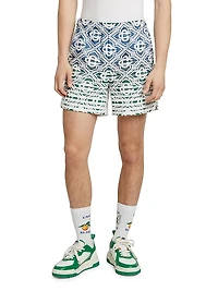 Monogrammed Cotton-Blend Shorts