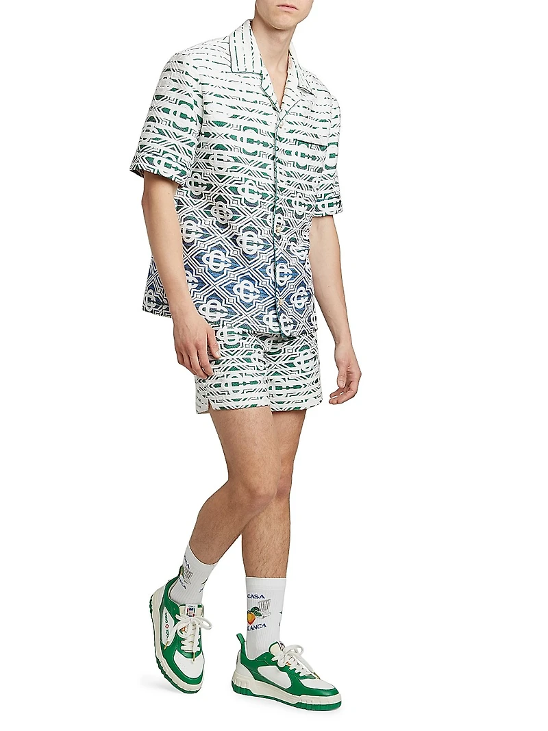 Monogrammed Cotton-Blend Shorts