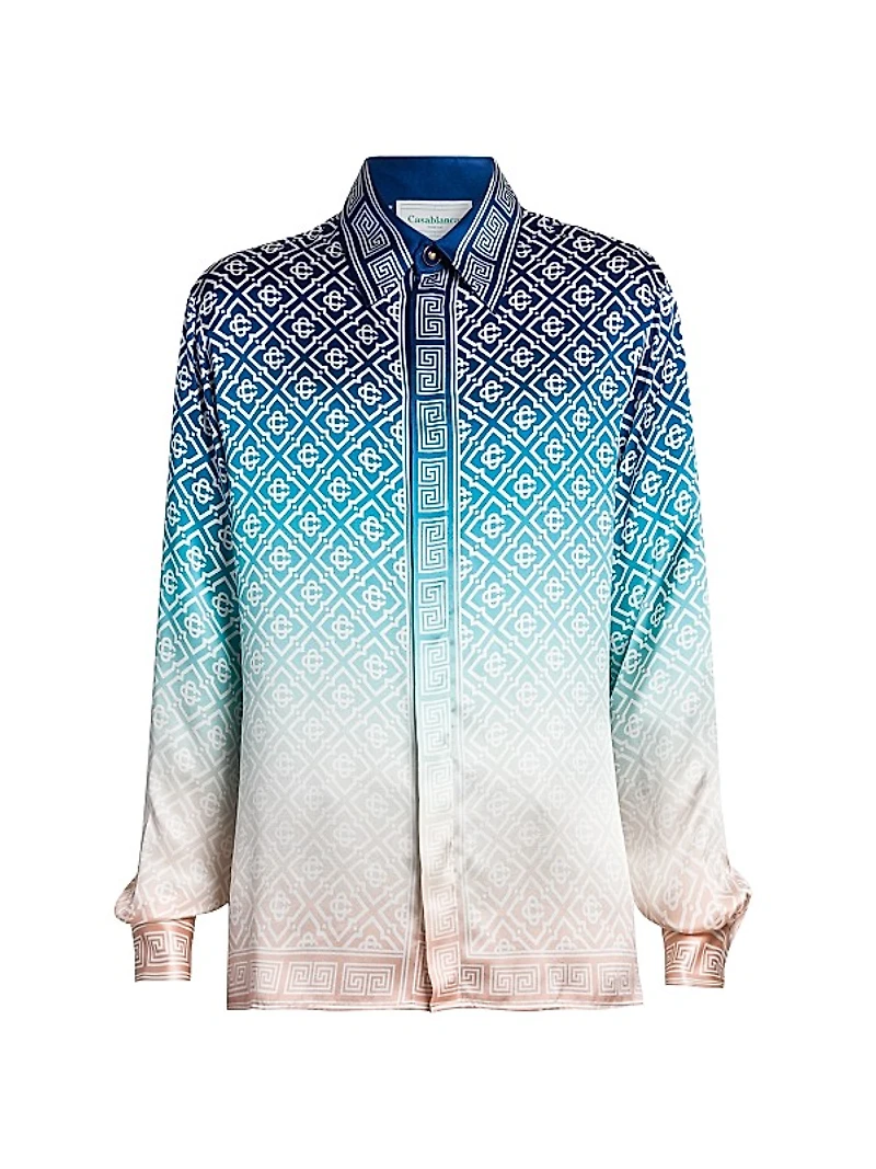 Monogrammed Logo Ombré Silk Shirt