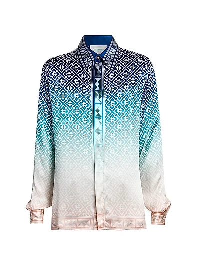 Monogrammed Logo Ombré Silk Shirt