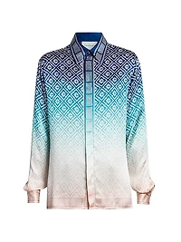 Monogrammed Logo Ombré Silk Shirt