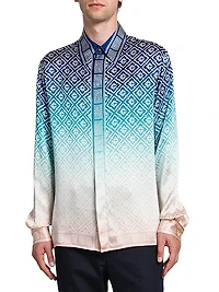 Monogrammed Logo Ombré Silk Shirt
