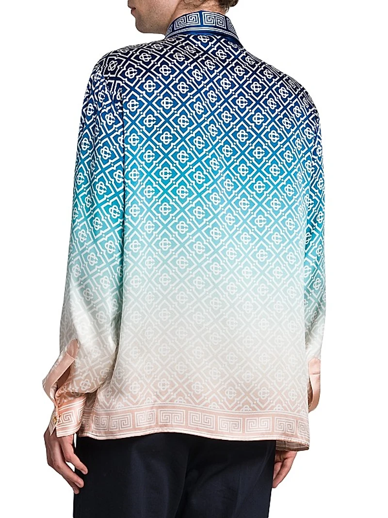 Monogrammed Logo Ombré Silk Shirt