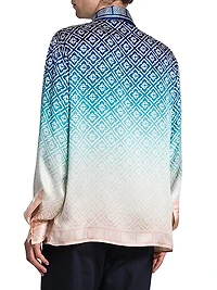 Monogrammed Logo Ombré Silk Shirt