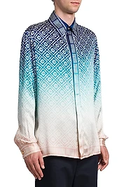 Monogrammed Logo Ombré Silk Shirt