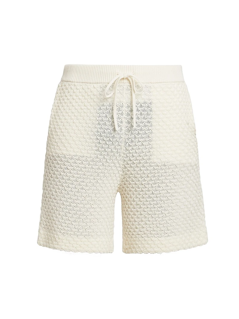 Textured Cotton Drawstring Shorts