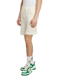 Textured Cotton Drawstring Shorts
