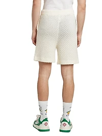 Textured Cotton Drawstring Shorts