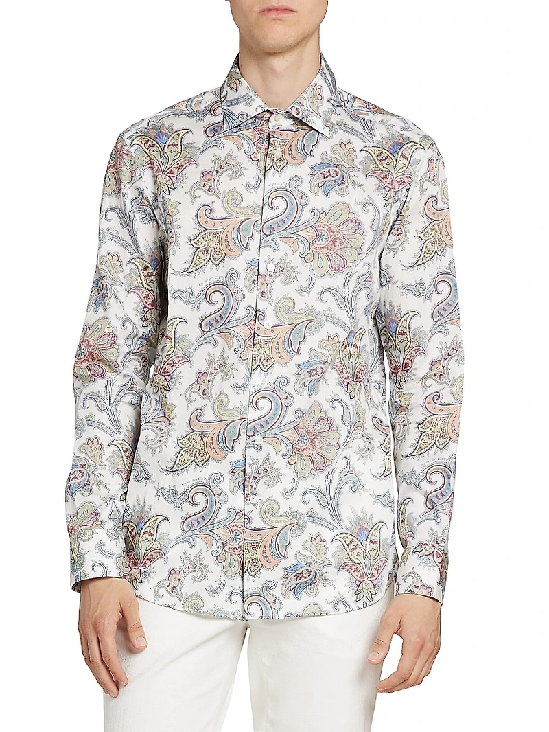 Paisley Button-Front Shirt