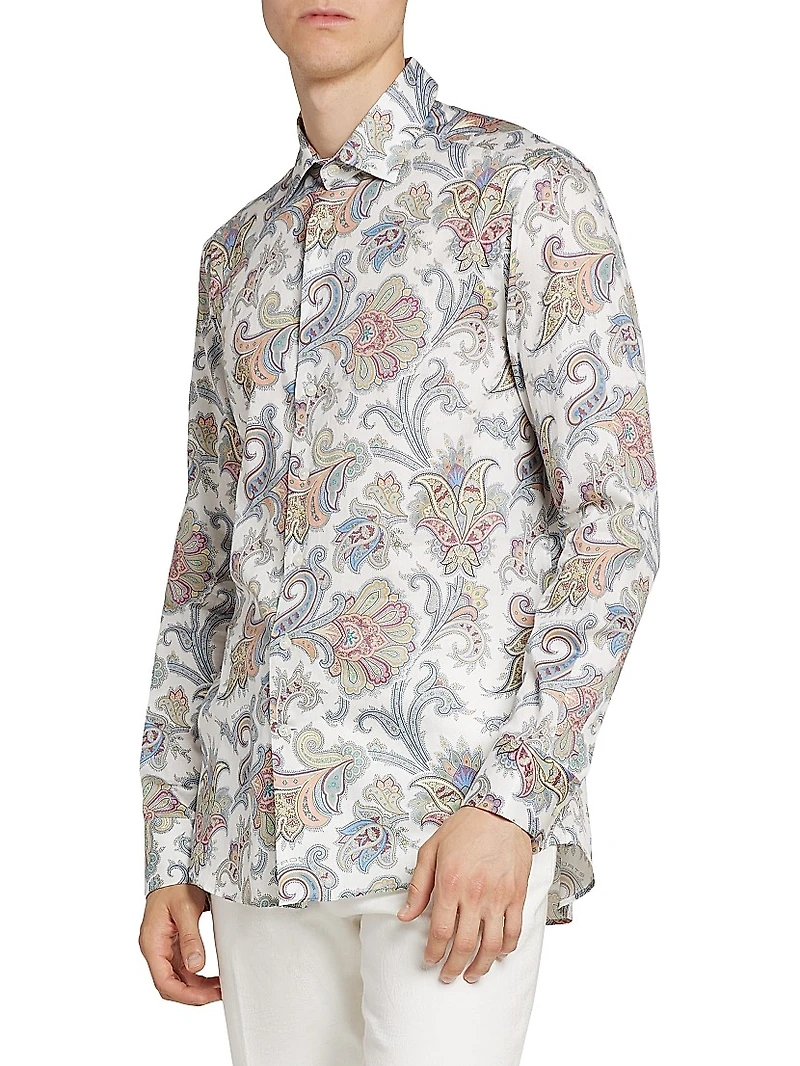 Paisley Button-Front Shirt