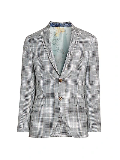 Cotton-Blend Glen Plaid Blazer