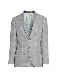 Cotton-Blend Glen Plaid Blazer