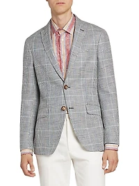 Cotton-Blend Glen Plaid Blazer