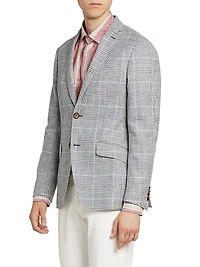 Cotton-Blend Glen Plaid Blazer