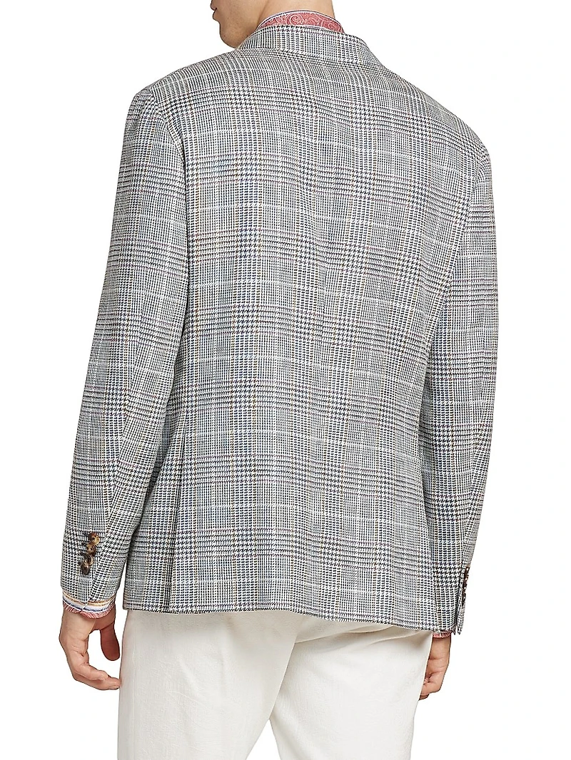 Cotton-Blend Glen Plaid Blazer