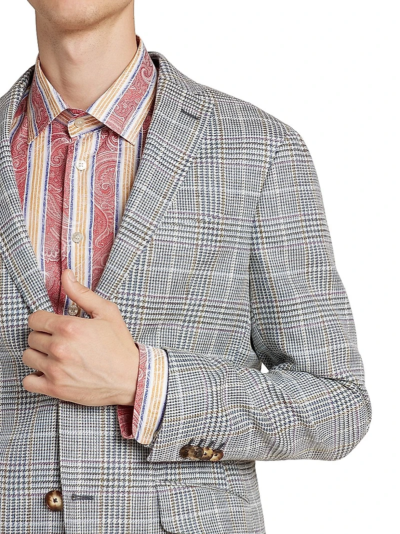 Cotton-Blend Glen Plaid Blazer