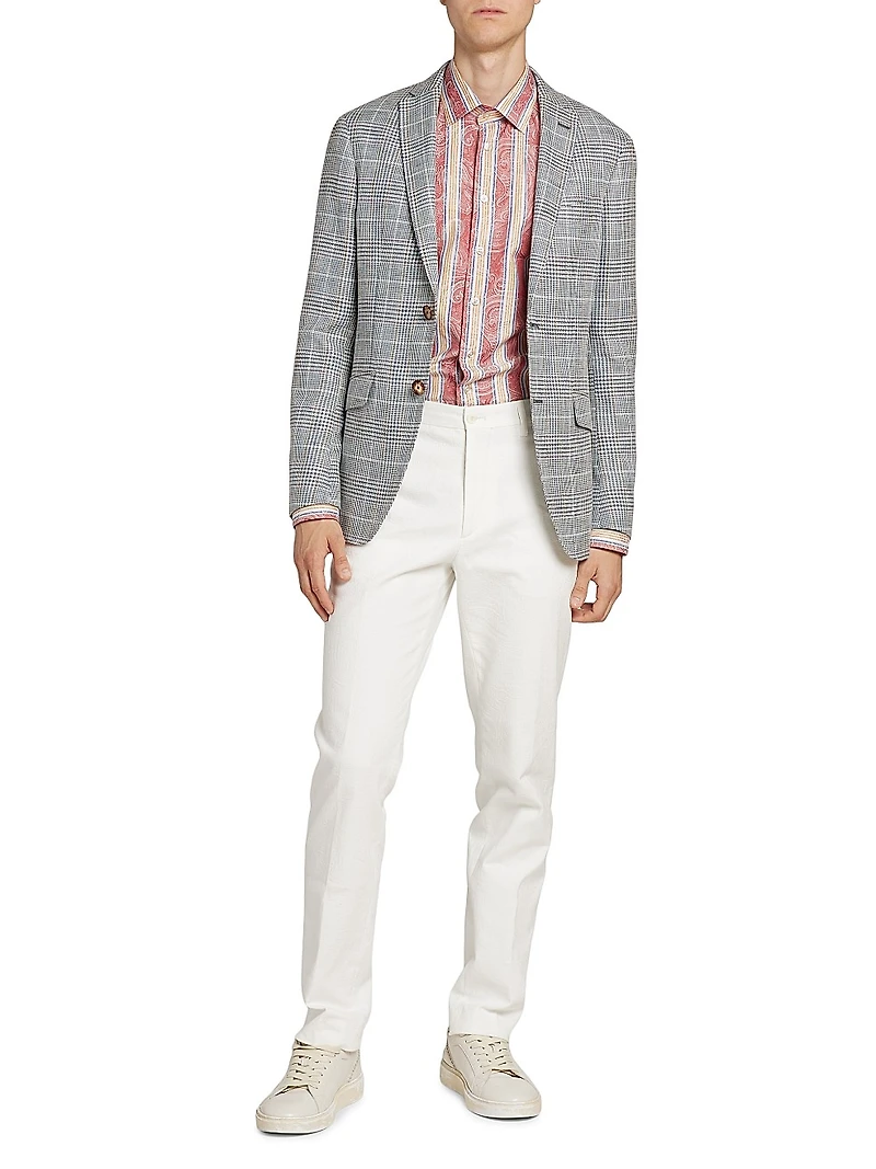 Cotton-Blend Glen Plaid Blazer