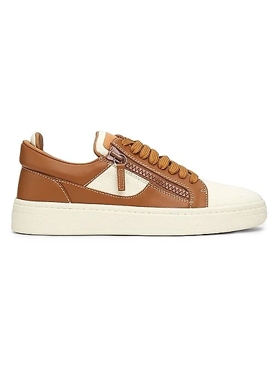 Leather & Canvas Low-Top Sneakers