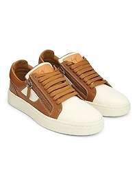 Leather & Canvas Low-Top Sneakers
