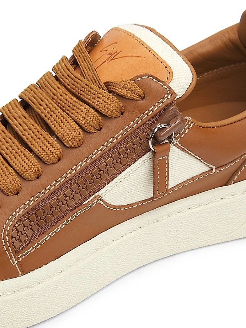Leather & Canvas Low-Top Sneakers
