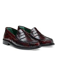 Yardee Crocodile-Embossed Leather Loafers