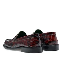 Yardee Crocodile-Embossed Leather Loafers