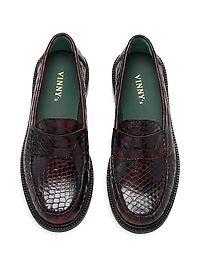 Yardee Crocodile-Embossed Leather Loafers