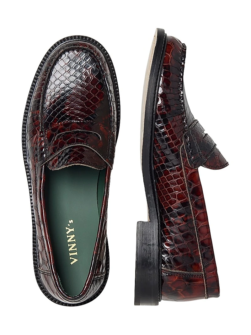 Yardee Crocodile-Embossed Leather Loafers