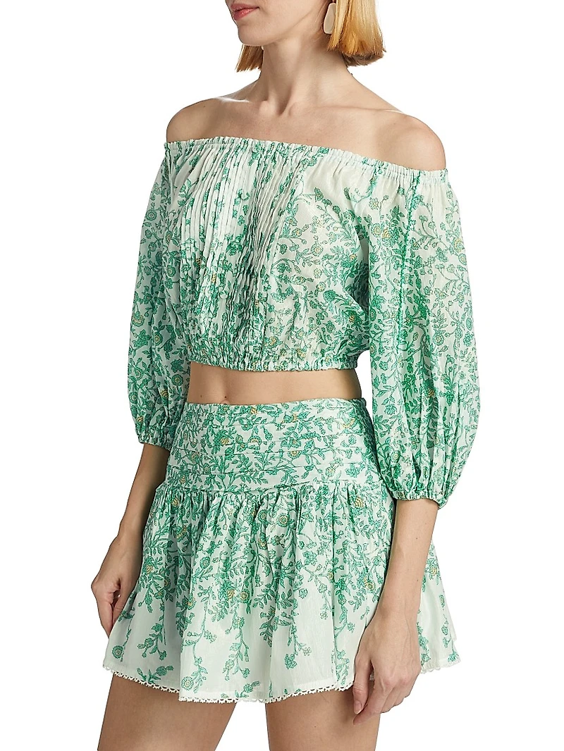 Bova Pleated Cotton Crop Top
