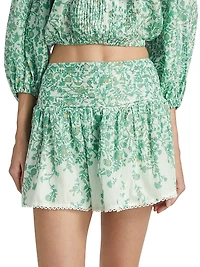 Colleen Metallic Floral A-Line Miniskirt