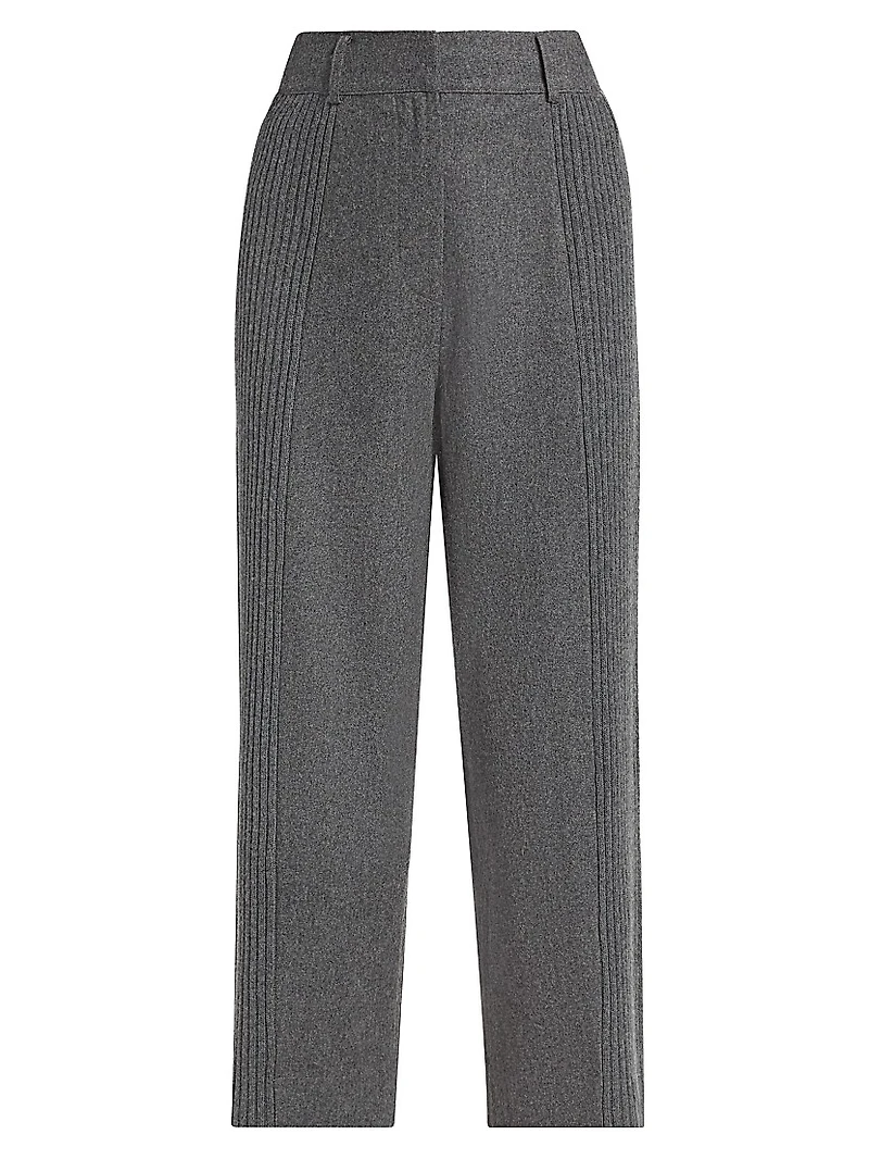 Wool-Blend Rib-Knit Wide-Leg Crop Pants