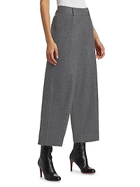 Wool-Blend Rib-Knit Wide-Leg Crop Pants
