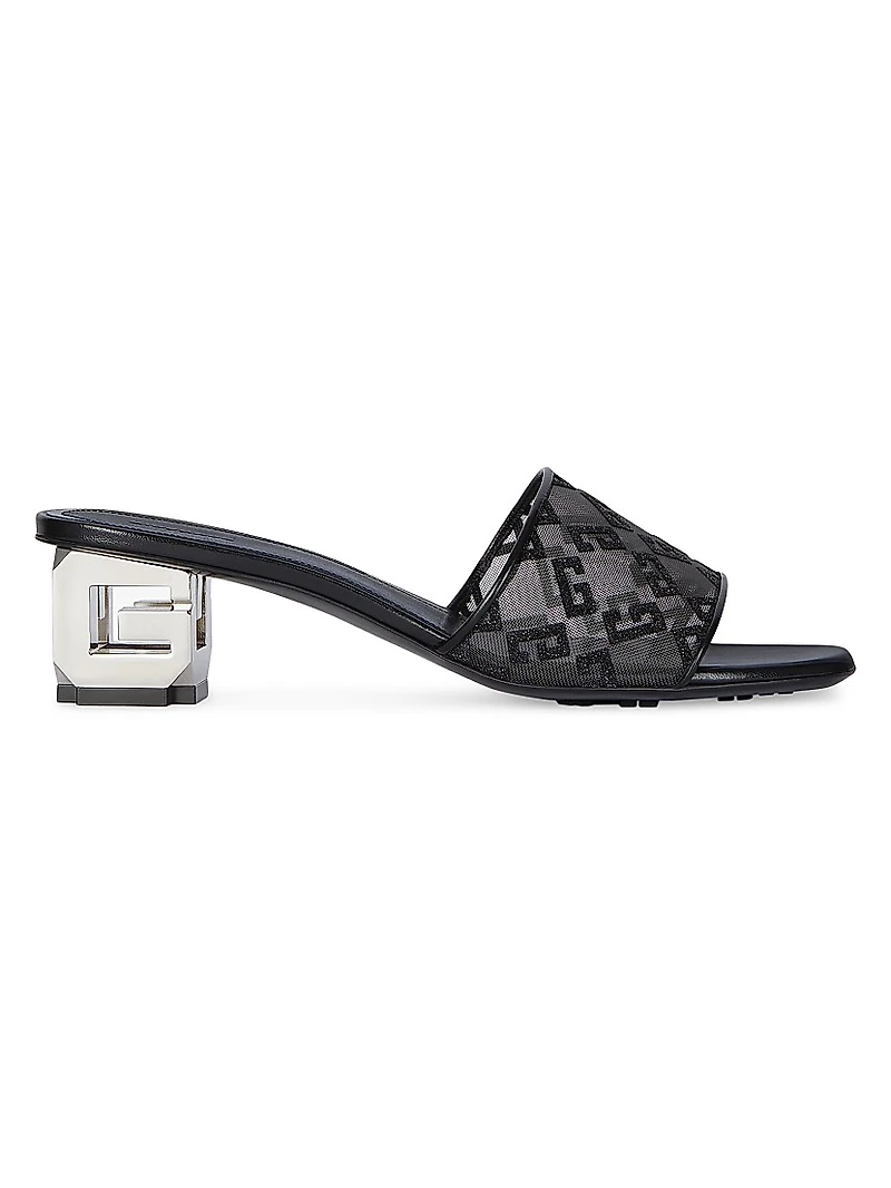 G Cube Mules Monogram 72 Mesh with Lurex