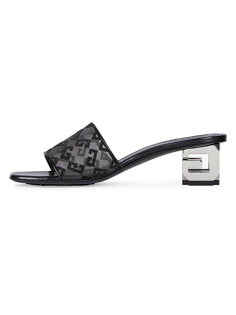 G Cube Mules Monogram 72 Mesh with Lurex