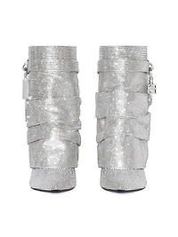 Shark Lock Stiletto Ankle Boots in Satin