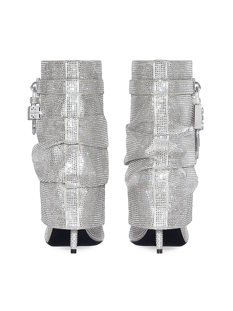 Shark Lock Stiletto Ankle Boots in Satin