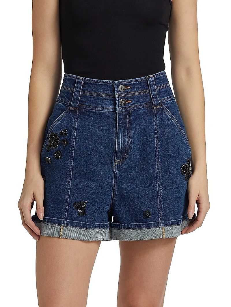 Marin Embellished Denim Shorts