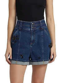 Marin Embellished Denim Shorts