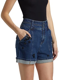 Marin Embellished Denim Shorts