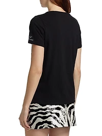 'Bonjour Mon Amour' Embellished Eiffel Tower Cotton T-Shirt