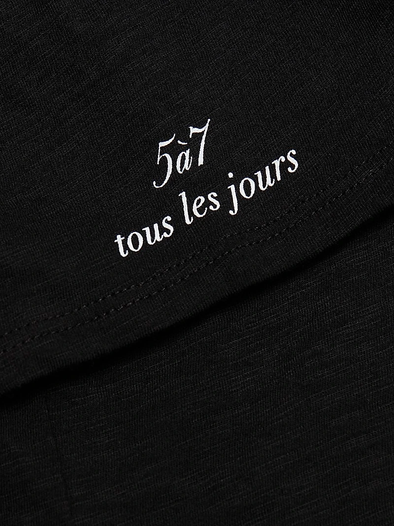 'Bonjour Mon Amour' Embellished Eiffel Tower Cotton T-Shirt