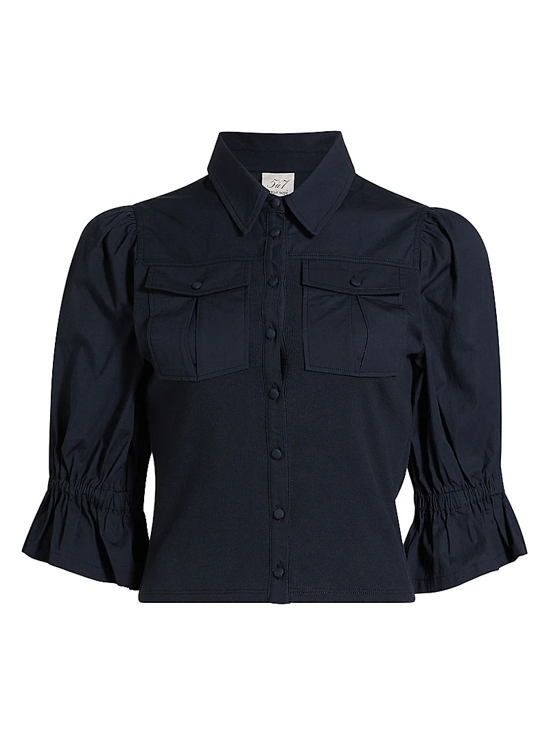 Lyric Pufff-Sleeve Denim Top