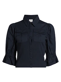 Lyric Pufff-Sleeve Denim Top