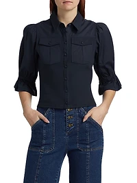 Lyric Pufff-Sleeve Denim Top