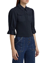 Lyric Pufff-Sleeve Denim Top