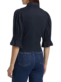 Lyric Pufff-Sleeve Denim Top