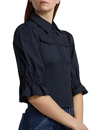 Lyric Pufff-Sleeve Denim Top